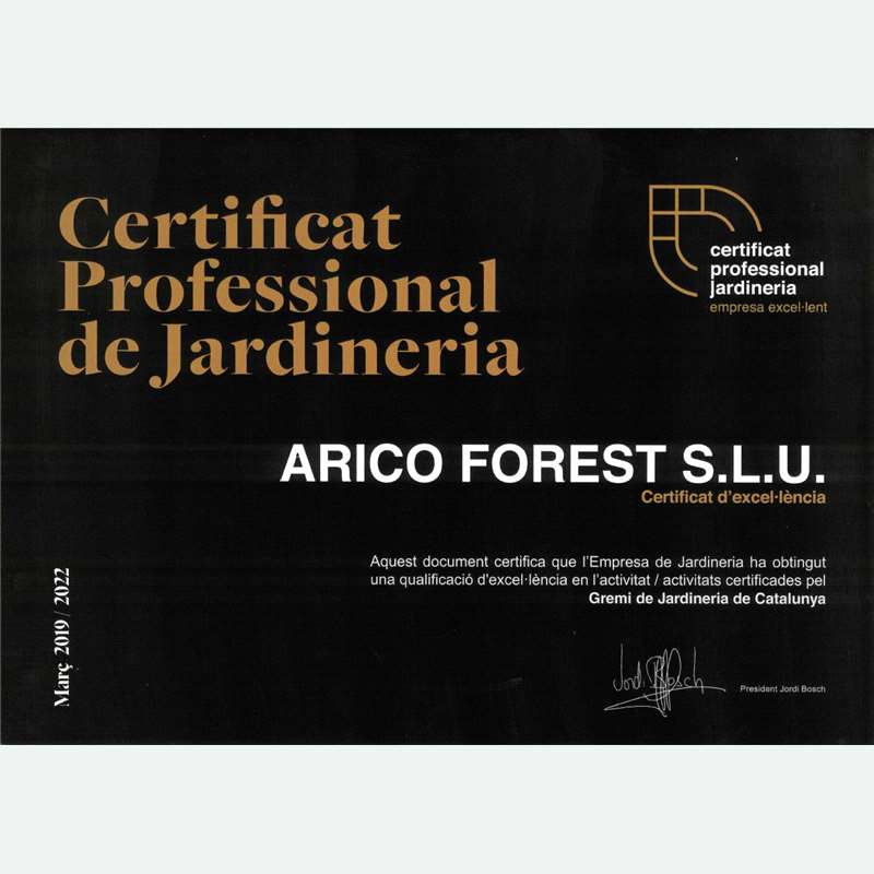 ARICO FOREST, SLU adquiere certificado profesional de jardinería